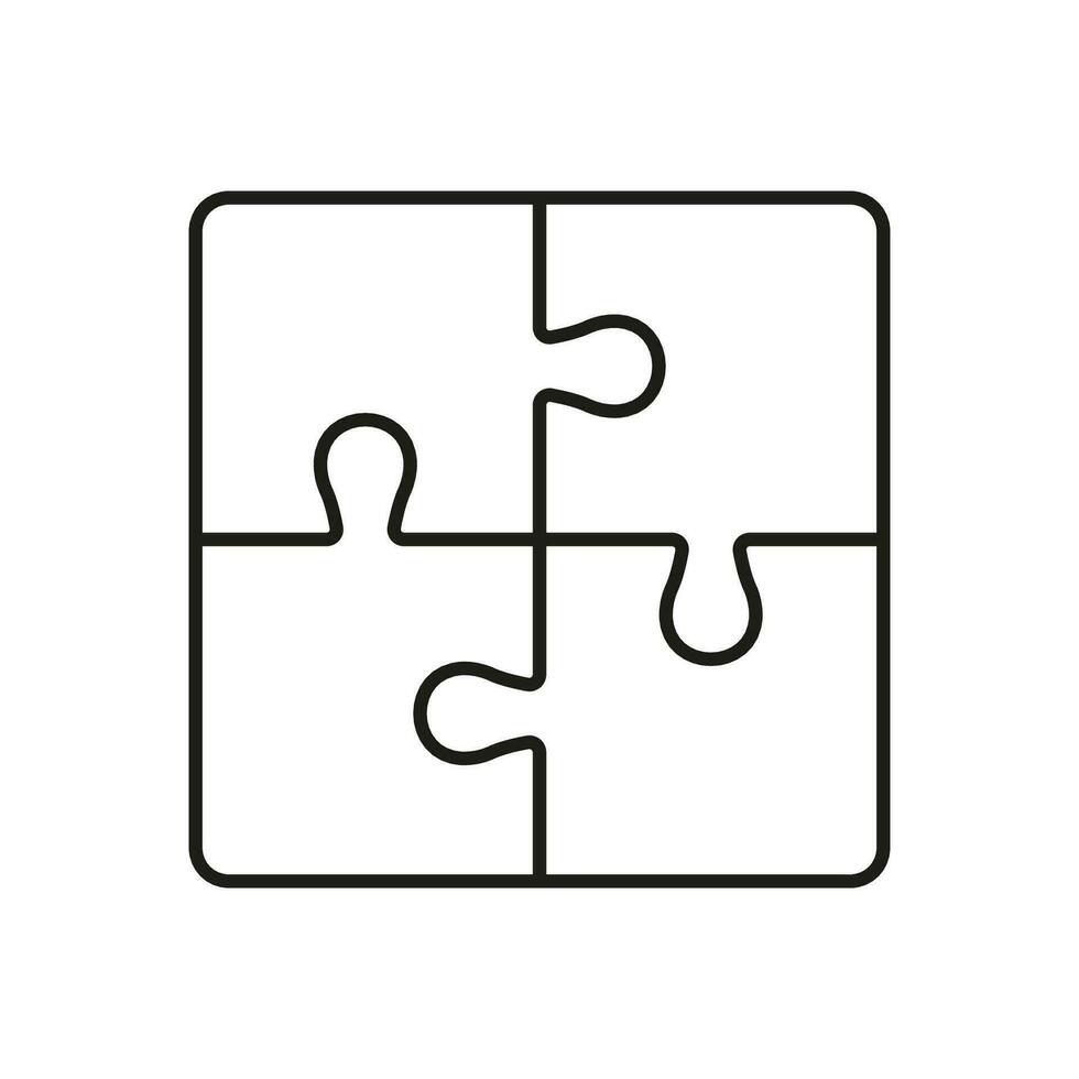 puzzel, combinatie oplossing lijn icoon. decoupeerzaag plein stukken bij elkaar passen lineair pictogram. teamwerk, idee, uitdaging logica spel schets teken. bewerkbare hartinfarct. geïsoleerd vector illustratie.