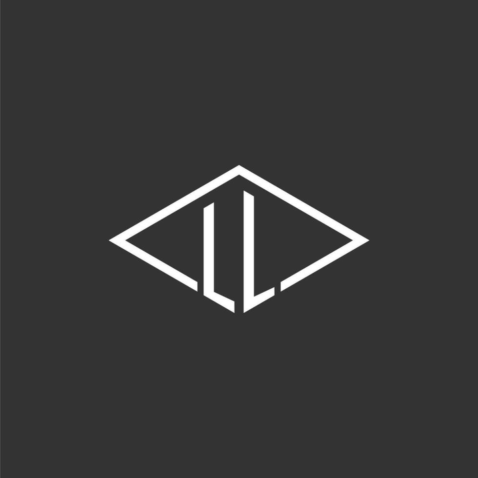 initialen ll logo monogram met gemakkelijk diamant lijn stijl ontwerp vector