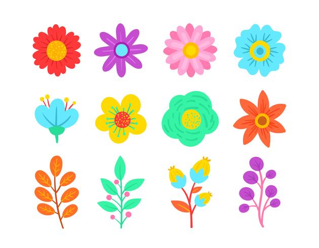 Set lente bloemen Element vector