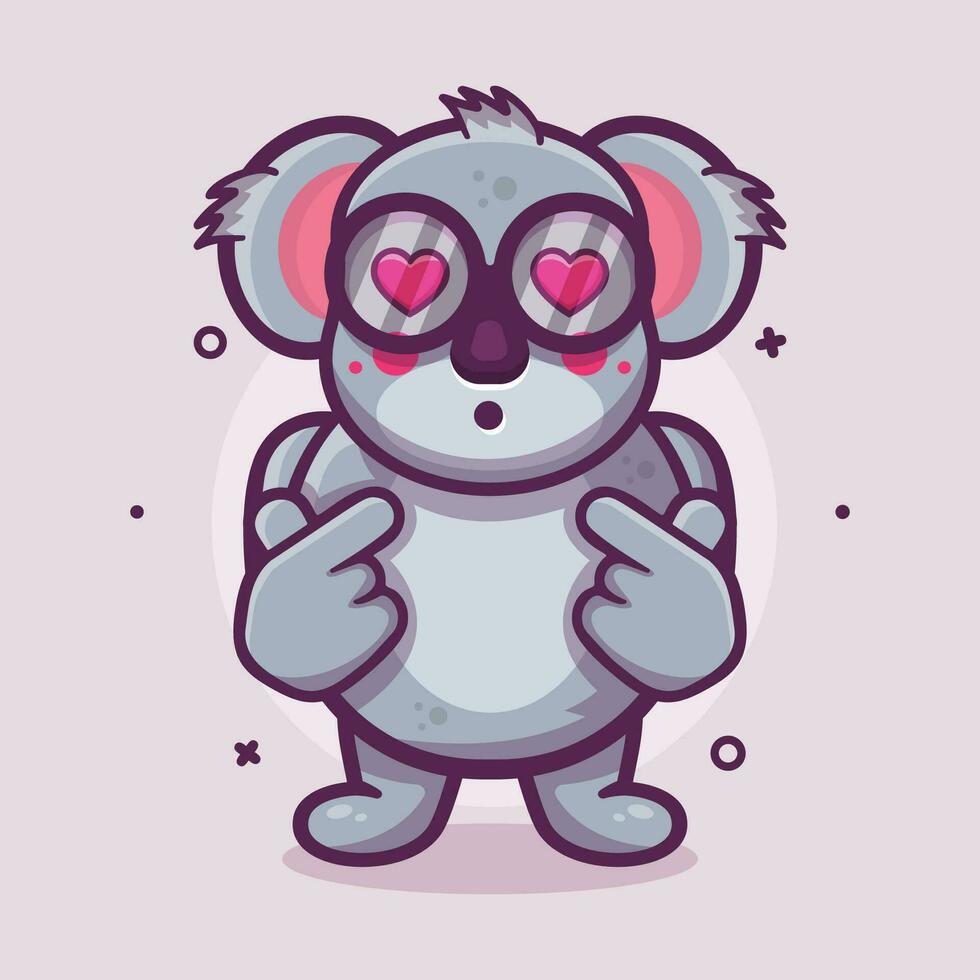 kawaii koala dier karakter mascotte met liefde teken hand- gebaar geïsoleerd tekenfilm in vlak stijl ontwerp vector