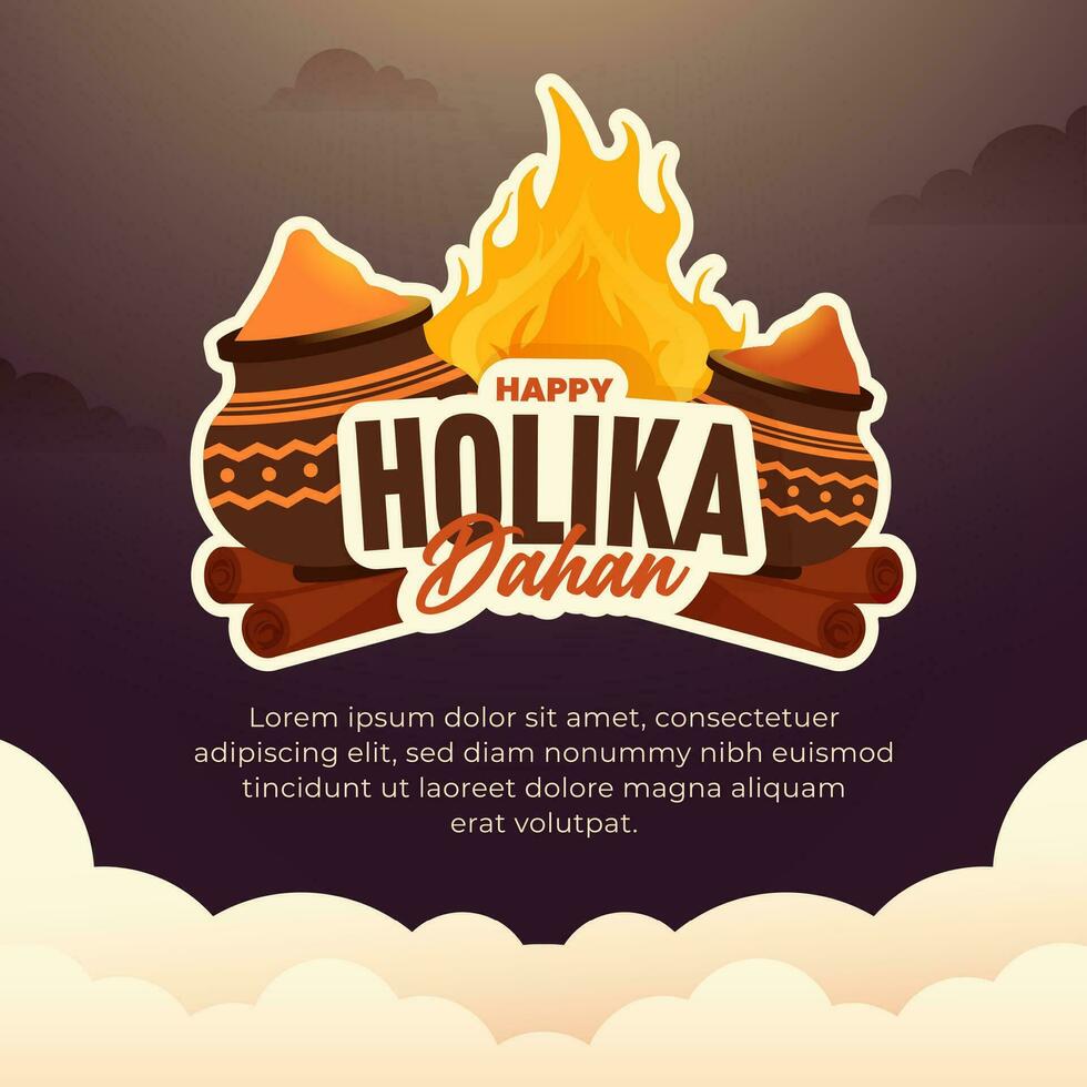 gelukkig holika dahan ontwerp sjabloon voor sociaal media post vector