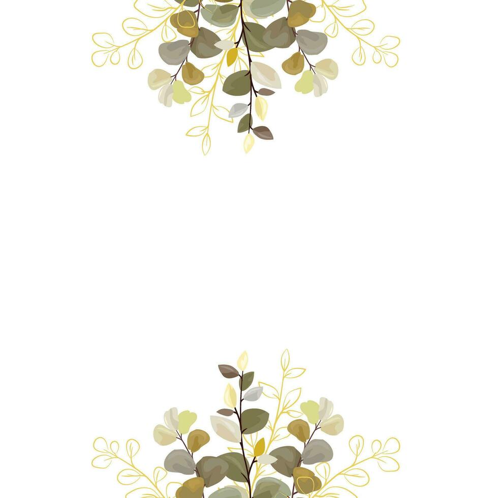 grens met bladeren en takken en goud, voor bruiloft stationair, groet, behang, mode, achtergrond, textuur, doe-het-zelf, inpakken, kaart. vector