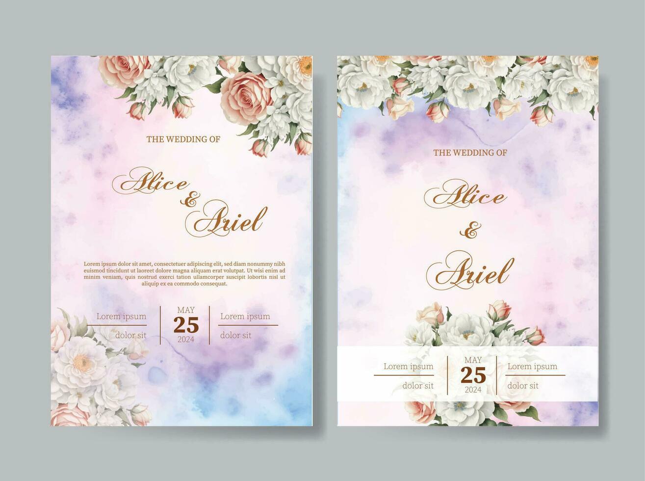 kaartenset met bloem roos, bladeren. bruiloft ornament concept. bloemenposter, uitnodigen. vector decoratieve wenskaart of uitnodiging ontwerp achtergrond