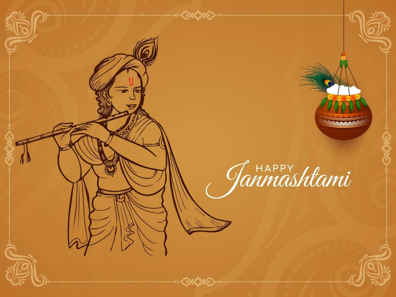 gelukkig janmashtami Hindoe festival mooi religieus achtergrond vector