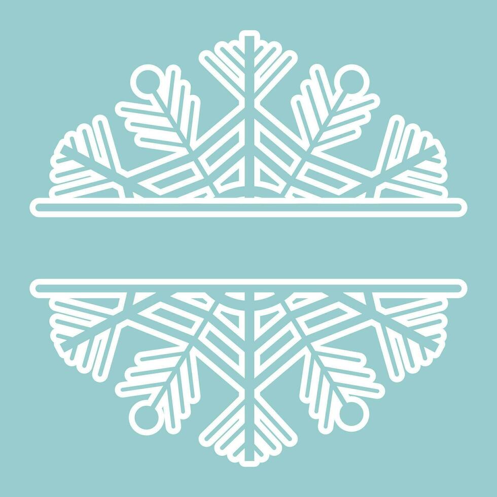 decoratie sneeuwvlok kader, monogram voor tekst, uitknippen, lijn geïsoleerd Aan achtergrond. Kerstmis vakantie, winter symbool, groet. . vector illustratie