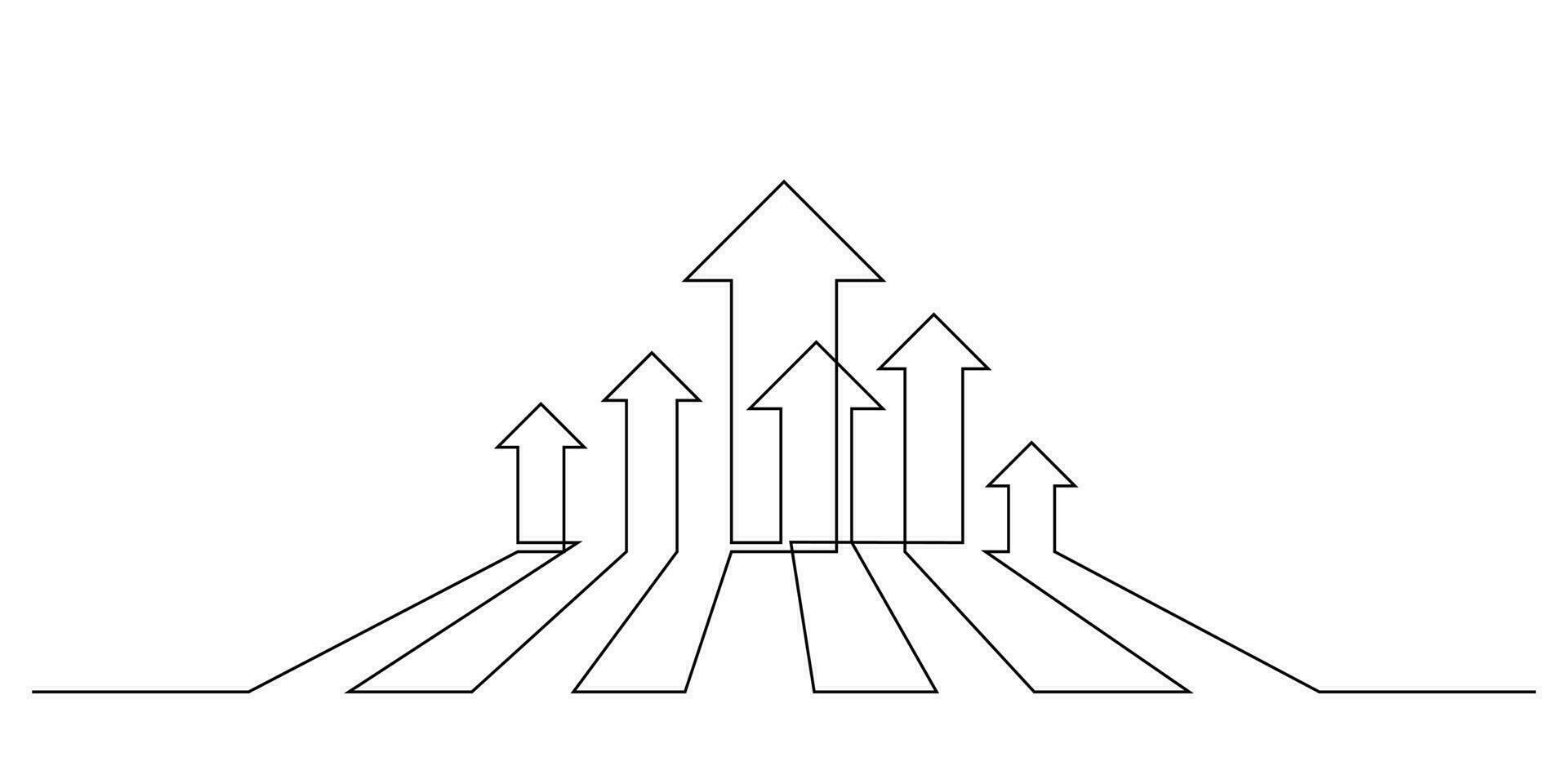 pijlen in omhoog richting perspectief een lijn tekening vector