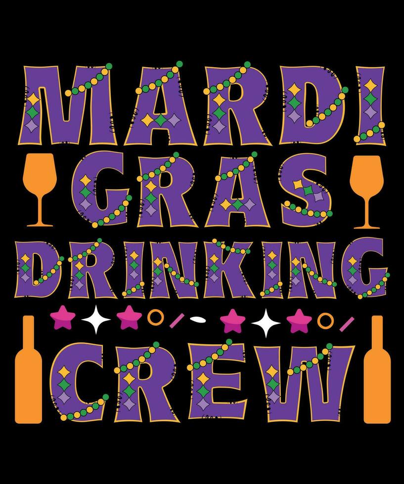 mardi gras drinken bemanning t-shirt vector