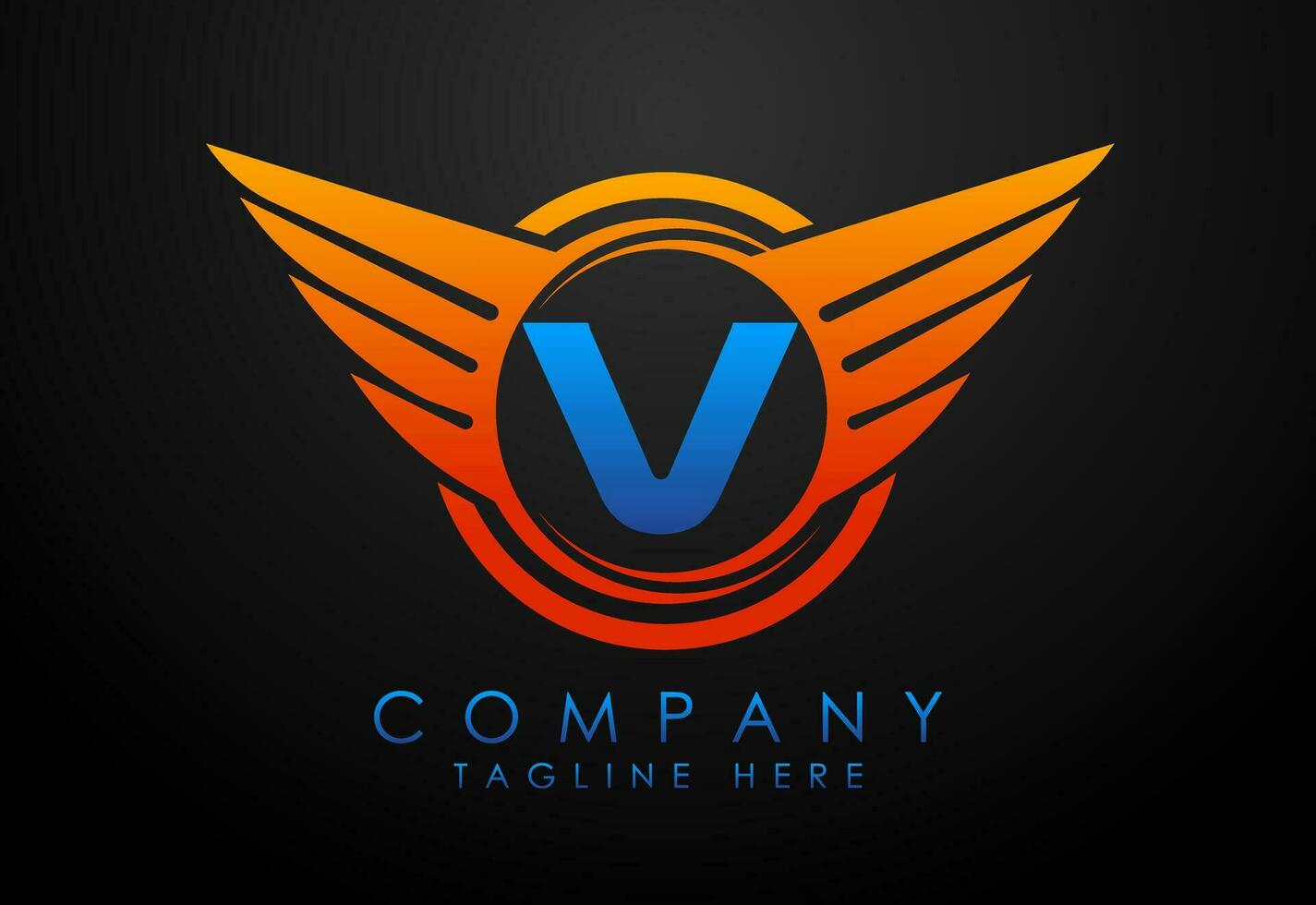 Engels alfabet v met Vleugels logo ontwerp. auto en automotive vector logo concept