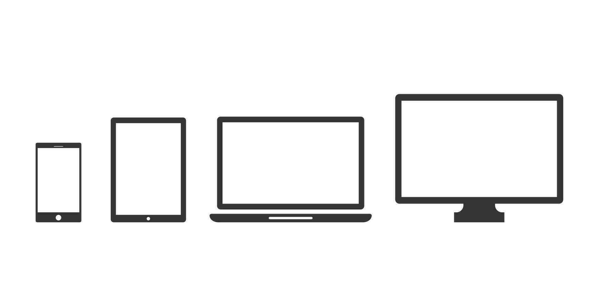 apparaat pictogrammen voor smartphone, tablet, laptop en bureaublad computer vector