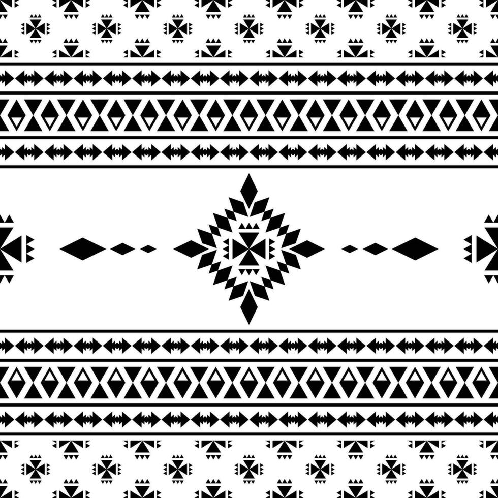 etnisch meetkundig kunst voor afdrukken. traditioneel naadloos abstract patroon. aztec en Navajo tribal stijl ontwerp voor textiel sjabloon en ornament. zwart en wit kleuren. vector