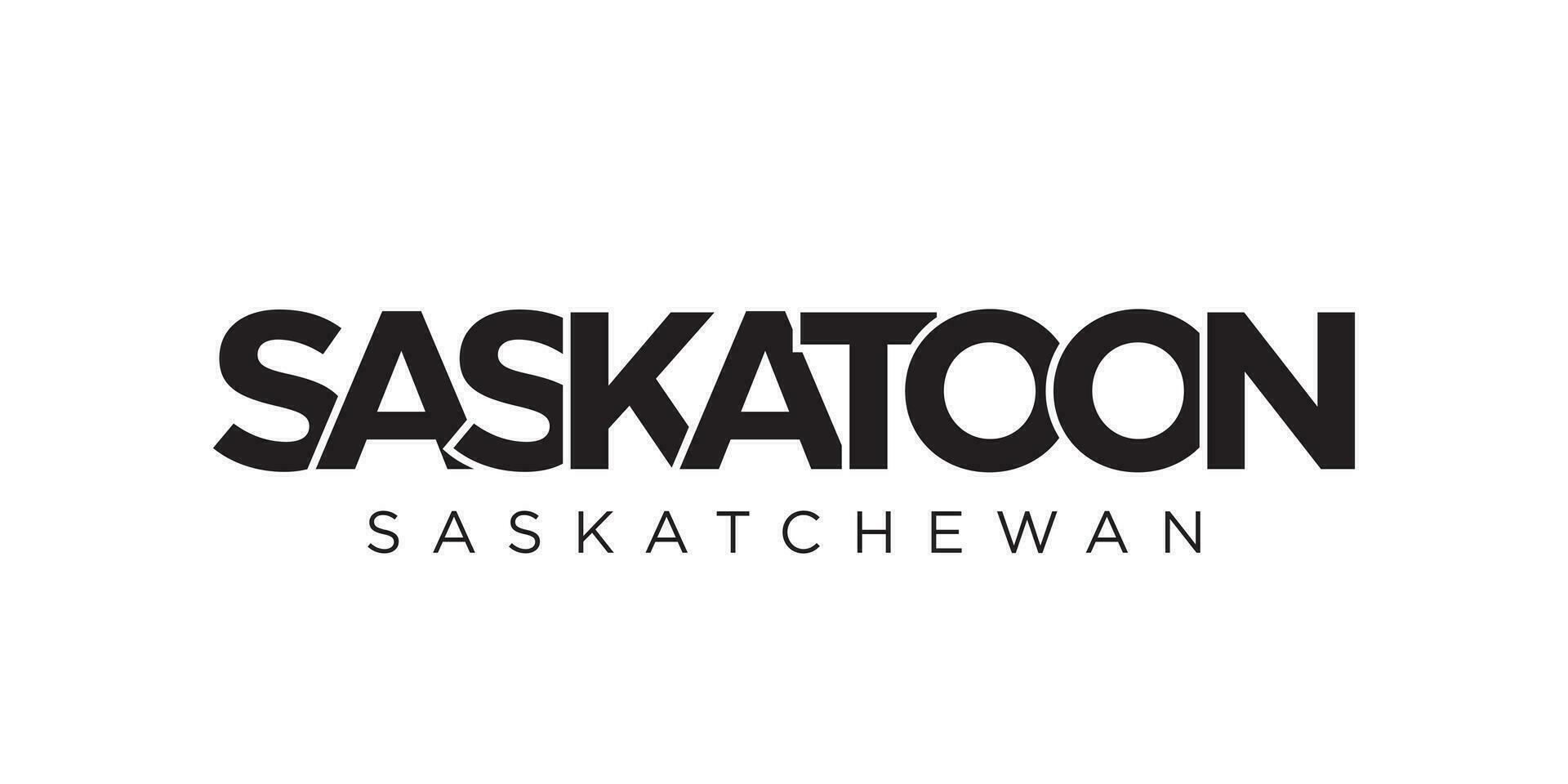 saskatoon in de Canada embleem. de ontwerp Kenmerken een meetkundig stijl, vector illustratie met stoutmoedig typografie in een modern lettertype. de grafisch leuze belettering.