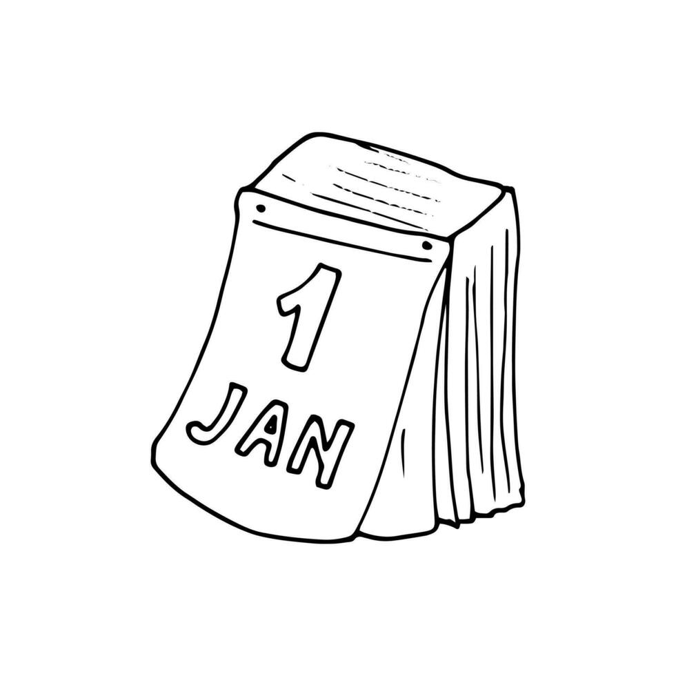 afscheuren muur kalender met een datum. eerste dag van de maand. vector illustratie in tekening stijl geïsoleerd Aan wit
