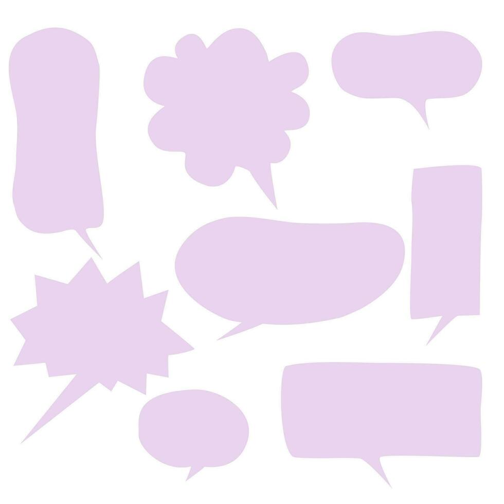 zet tekstballonnen op een witte achtergrond. chatbox of chat vector vierkant en doodle bericht of communicatie icoon wolk die spreekt voor strips en minimale berichtdialoog