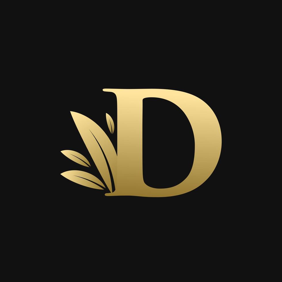 gouden eerste letter d blad logo vector