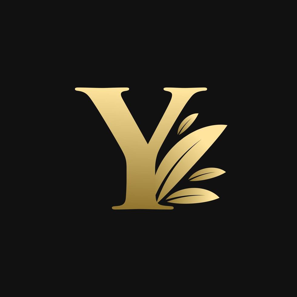 gouden eerste letter y blad logo vector