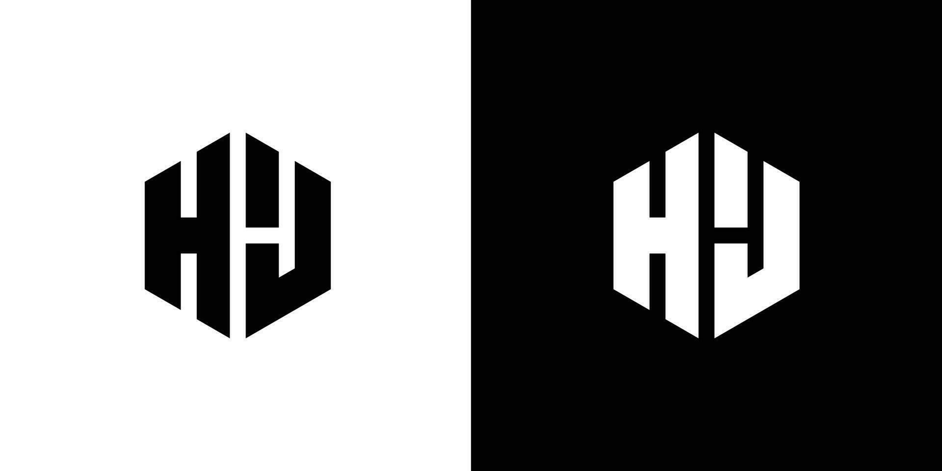 brief h j veelhoek, zeshoekig minimaal en professioneel logo ontwerp Aan zwart en wit achtergrond vector