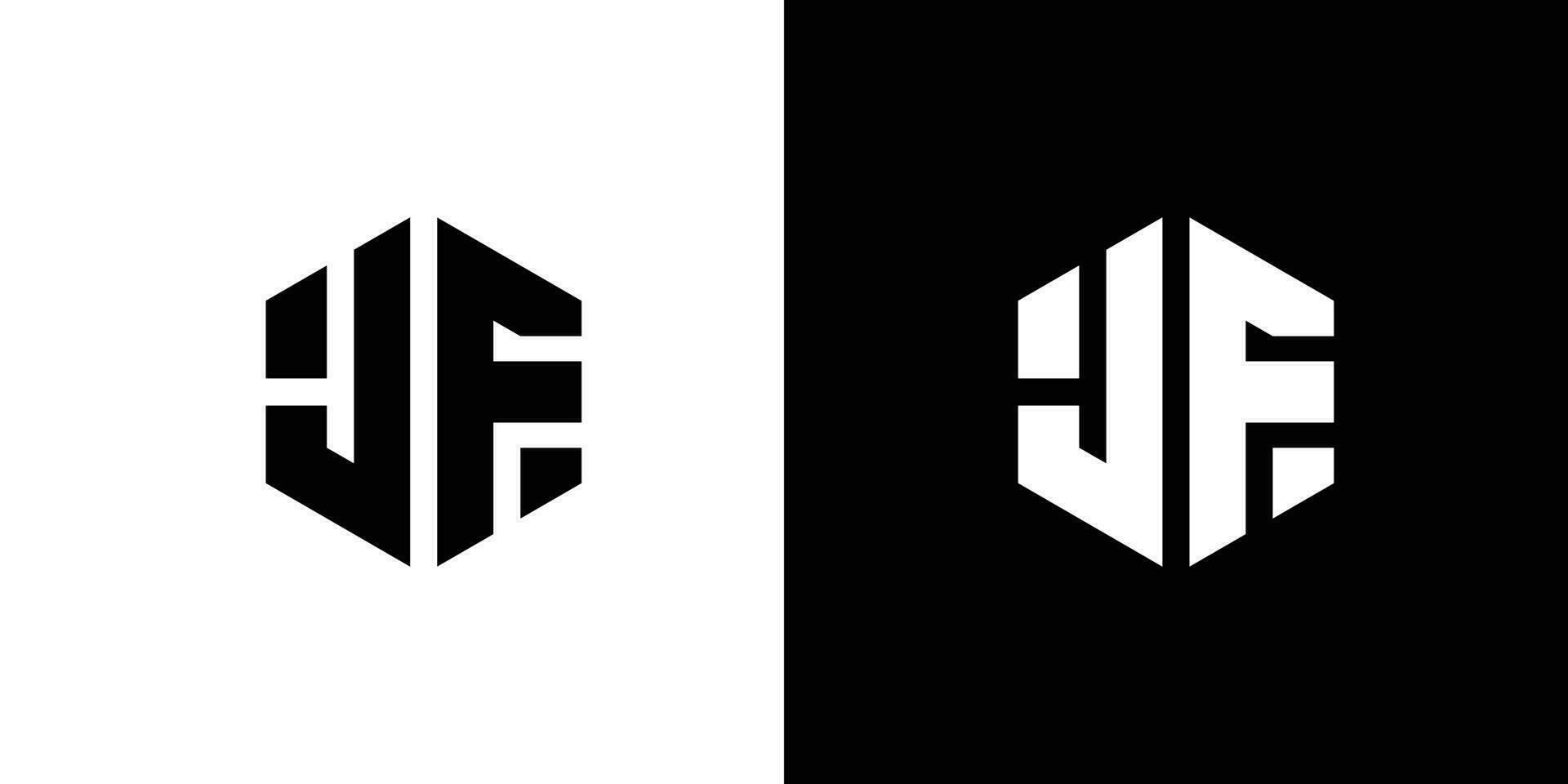 brief j f veelhoek, zeshoekig minimaal en professioneel logo ontwerp Aan zwart en wit achtergrond 1 vector