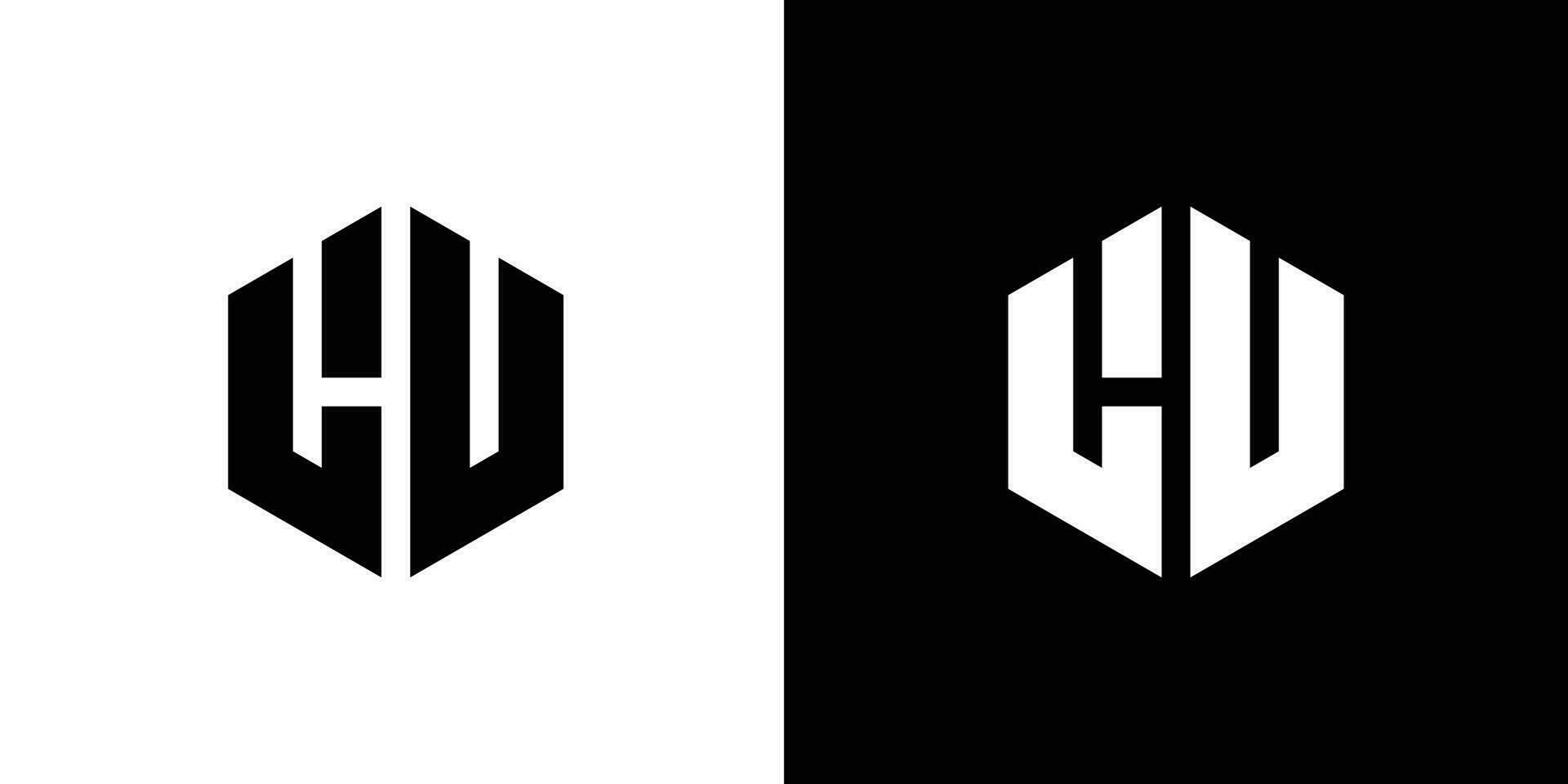 brief l u veelhoek, zeshoekig minimaal en professioneel logo ontwerp Aan zwart en wit achtergrond vector
