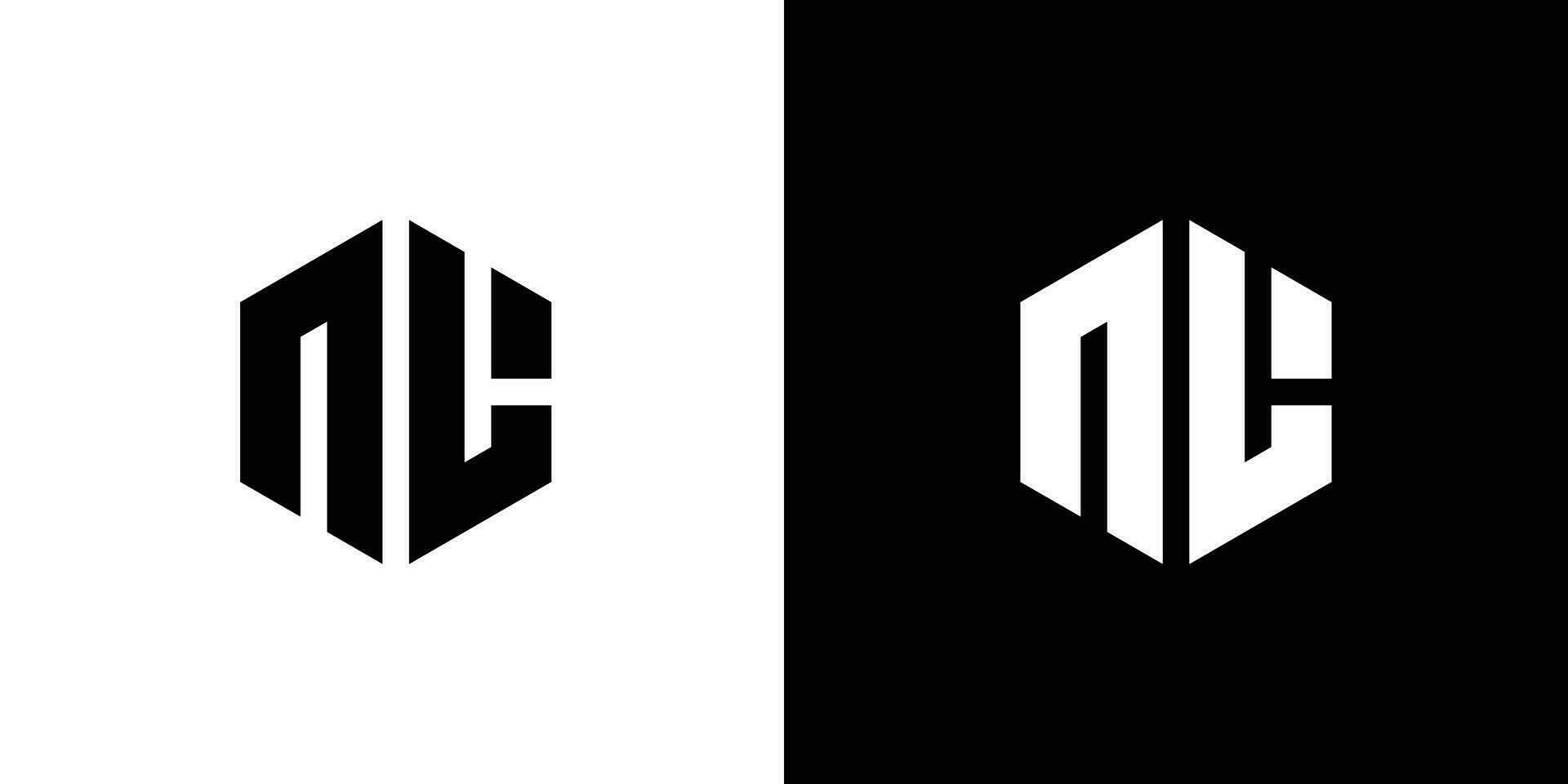 brief n l veelhoek, zeshoekig minimaal en professioneel logo ontwerp Aan zwart en wit achtergrond vector