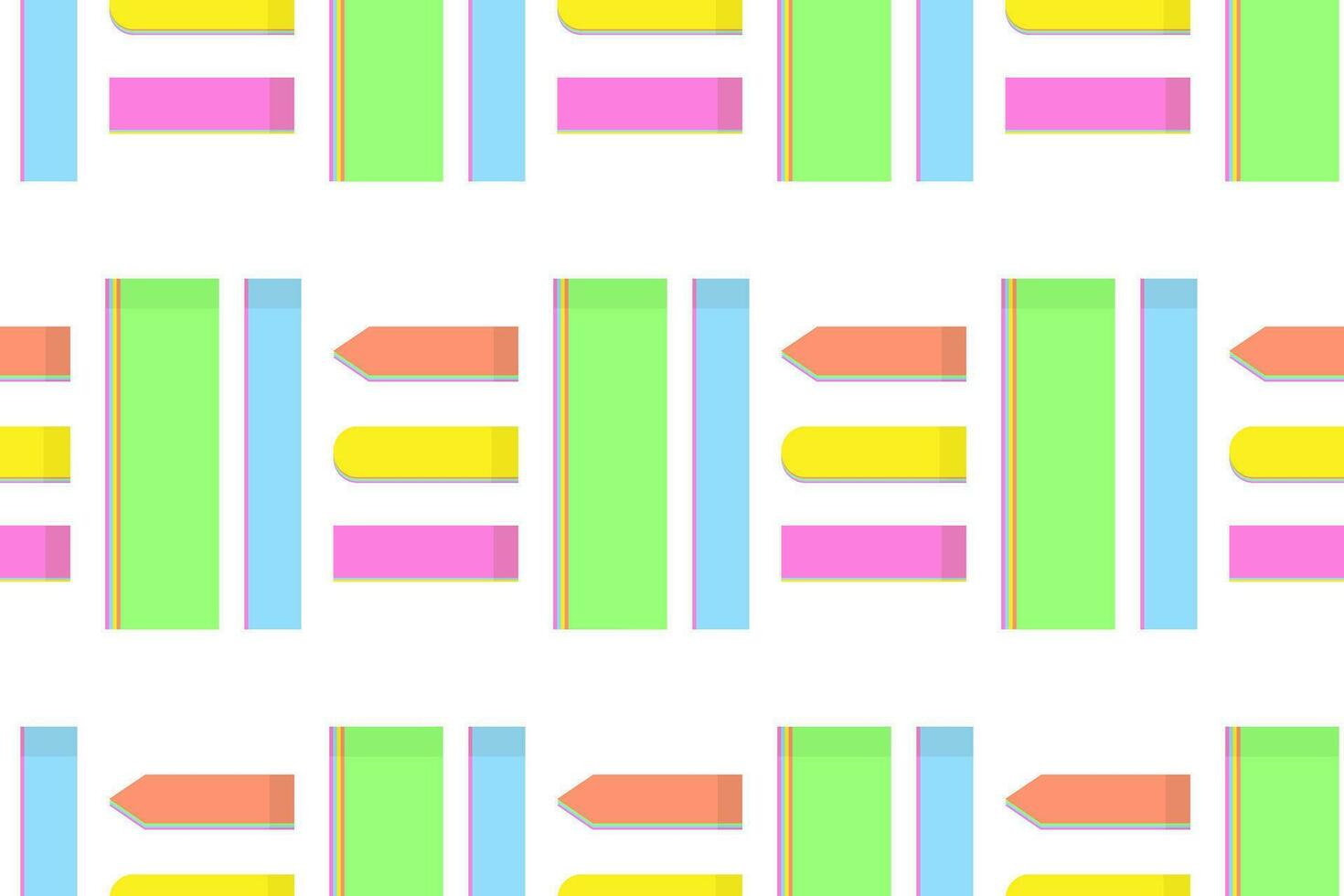 naadloos patroon van abstract kleurrijk kantoor papier Notitie stickers van divers vormen in modieus kleuren vector