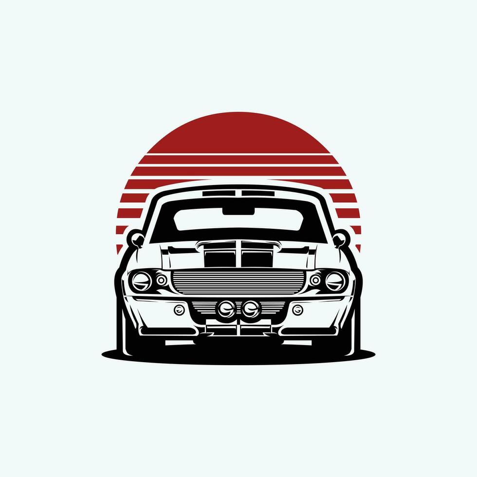 klassiek Amerikaans spier auto voorkant visie vector kunst illustratie geïsoleerd in wit achtergrond. het beste voor automotive t-shirt ontwerp