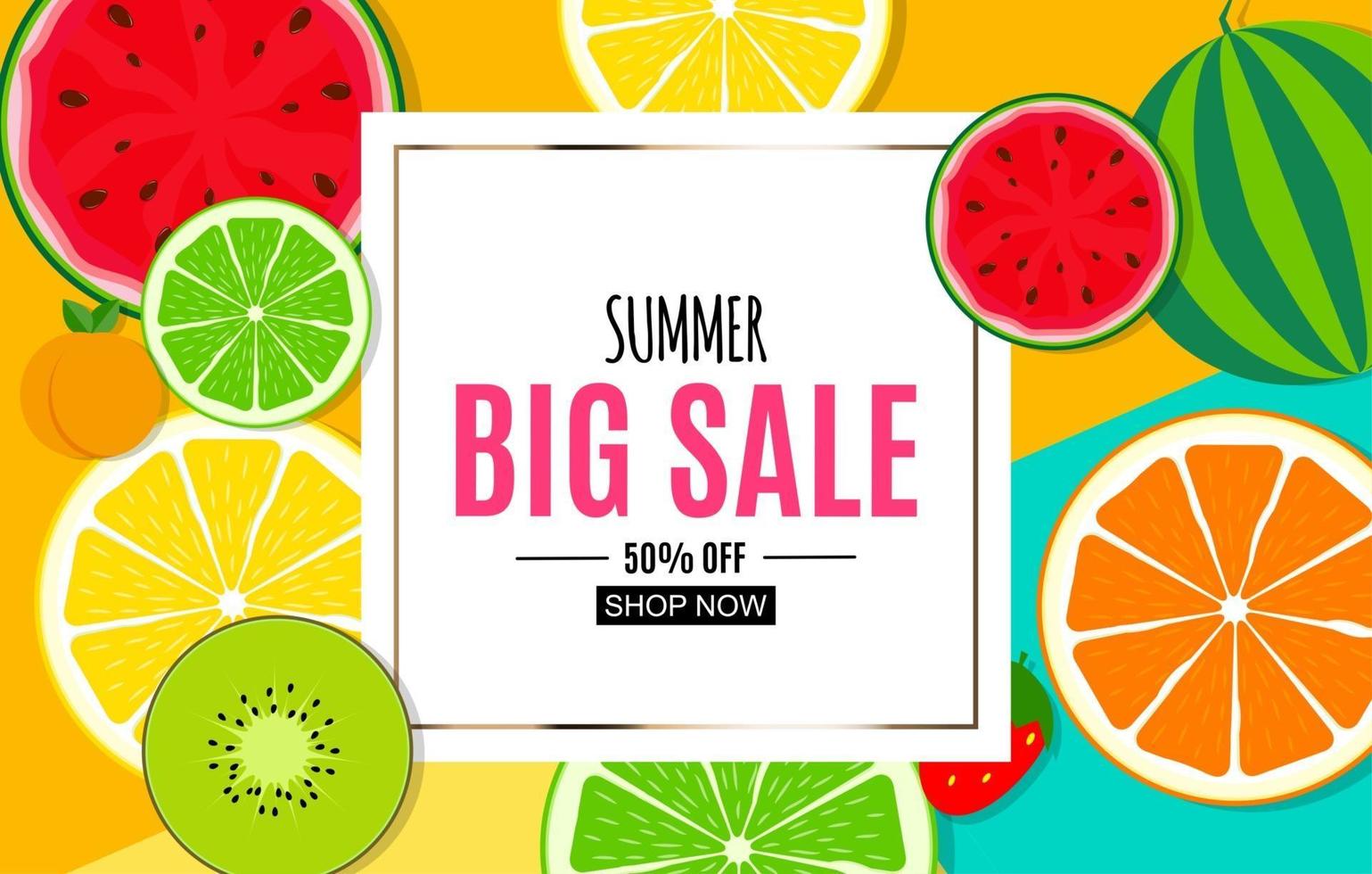 abstracte zomer verkoop achtergrond met vers fruit. vector illustratie