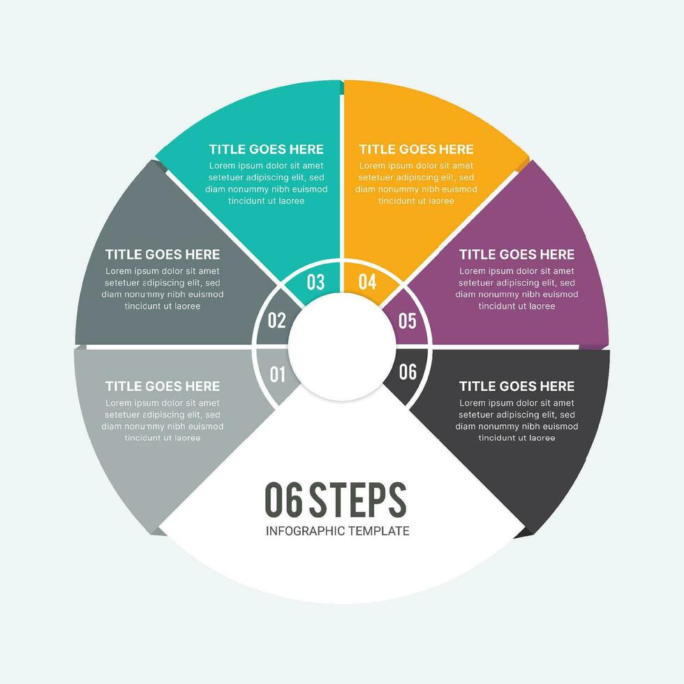 zes stappen opties cirkel ronde infographic sjabloon vector