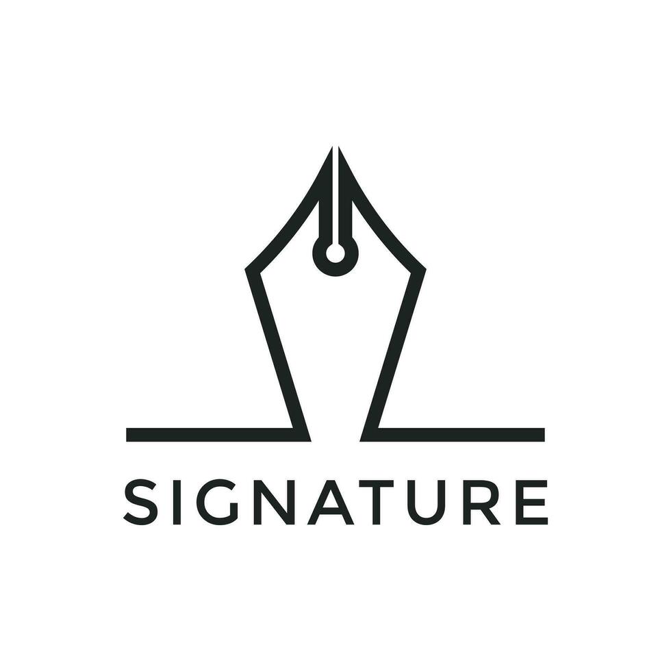 elegant fontein pen handtekening schrijven logo vector