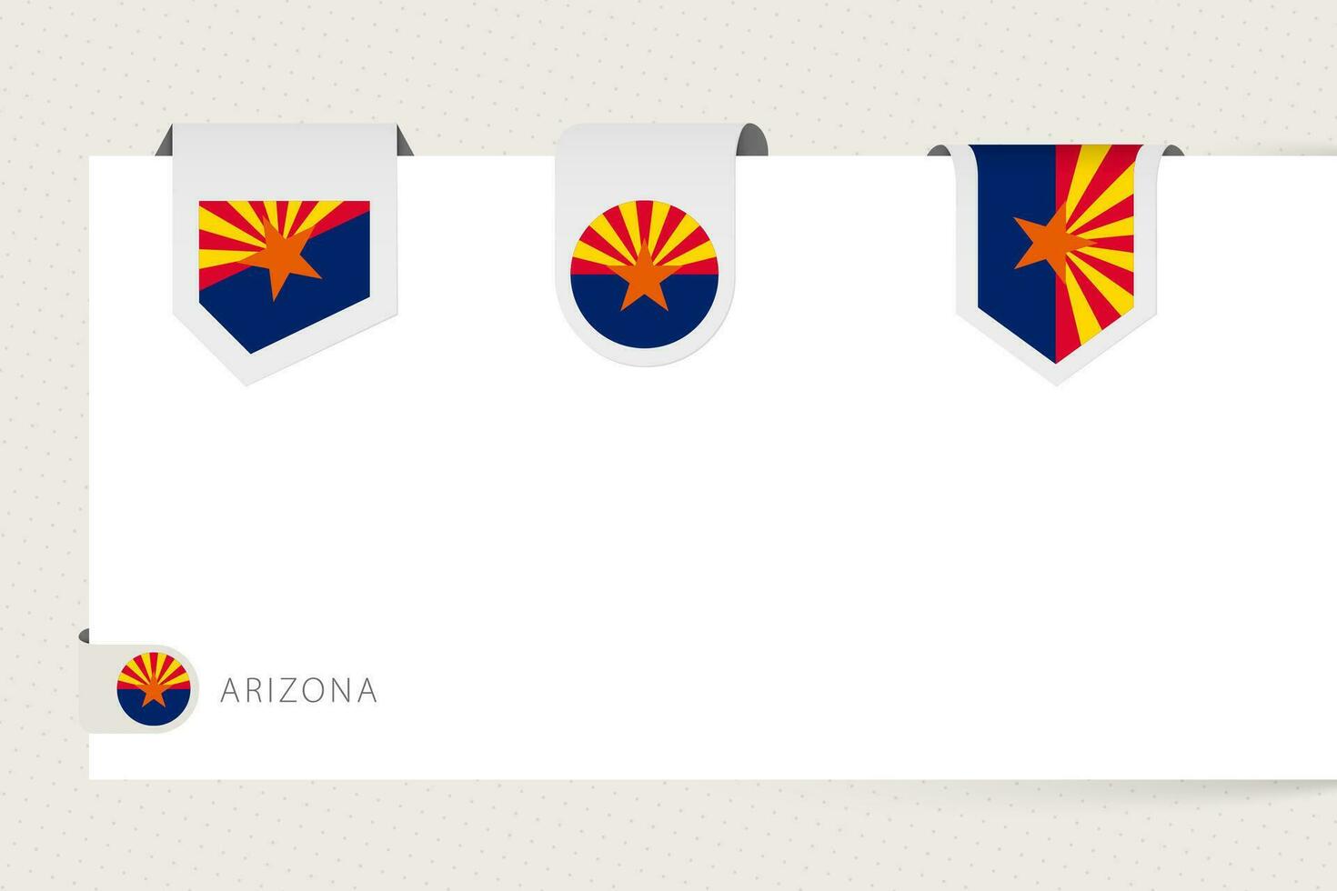 etiket vlag verzameling van ons staat Arizona in verschillend vorm geven aan. lint vlag sjabloon van Arizona vector