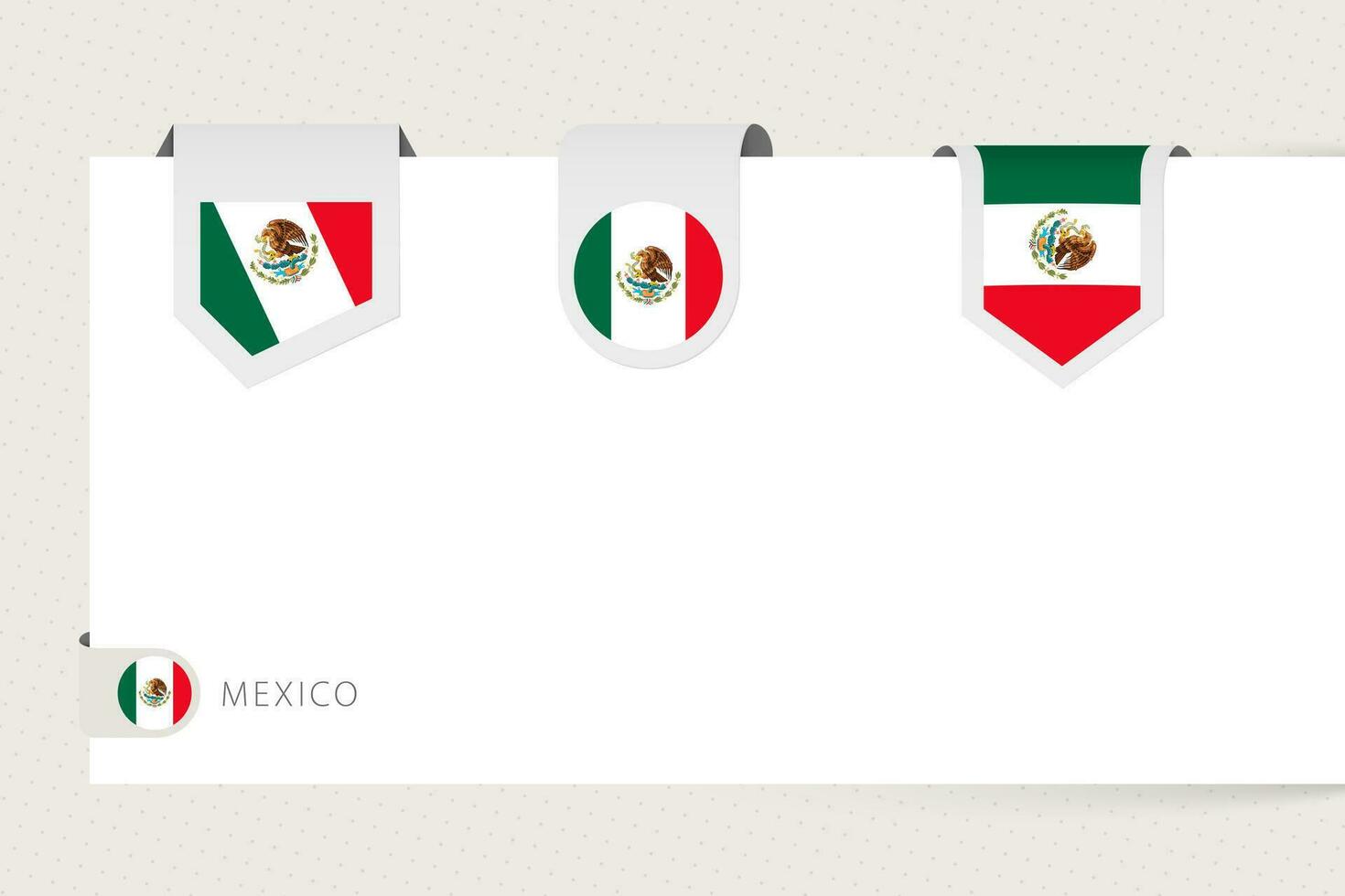 etiket vlag verzameling van Mexico in verschillend vorm geven aan. lint vlag sjabloon van Mexico vector