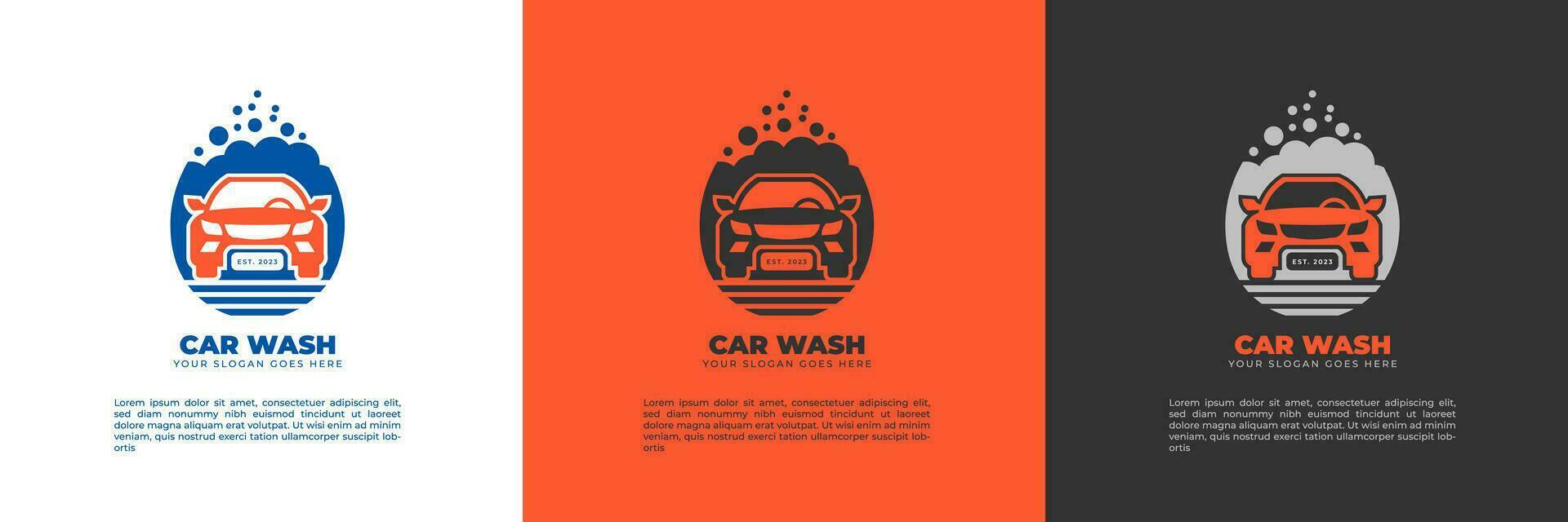 auto wassen bedrijf concept logo vector sjabloon. automotive schoonmaak onderhoud logo 3 kleur palet