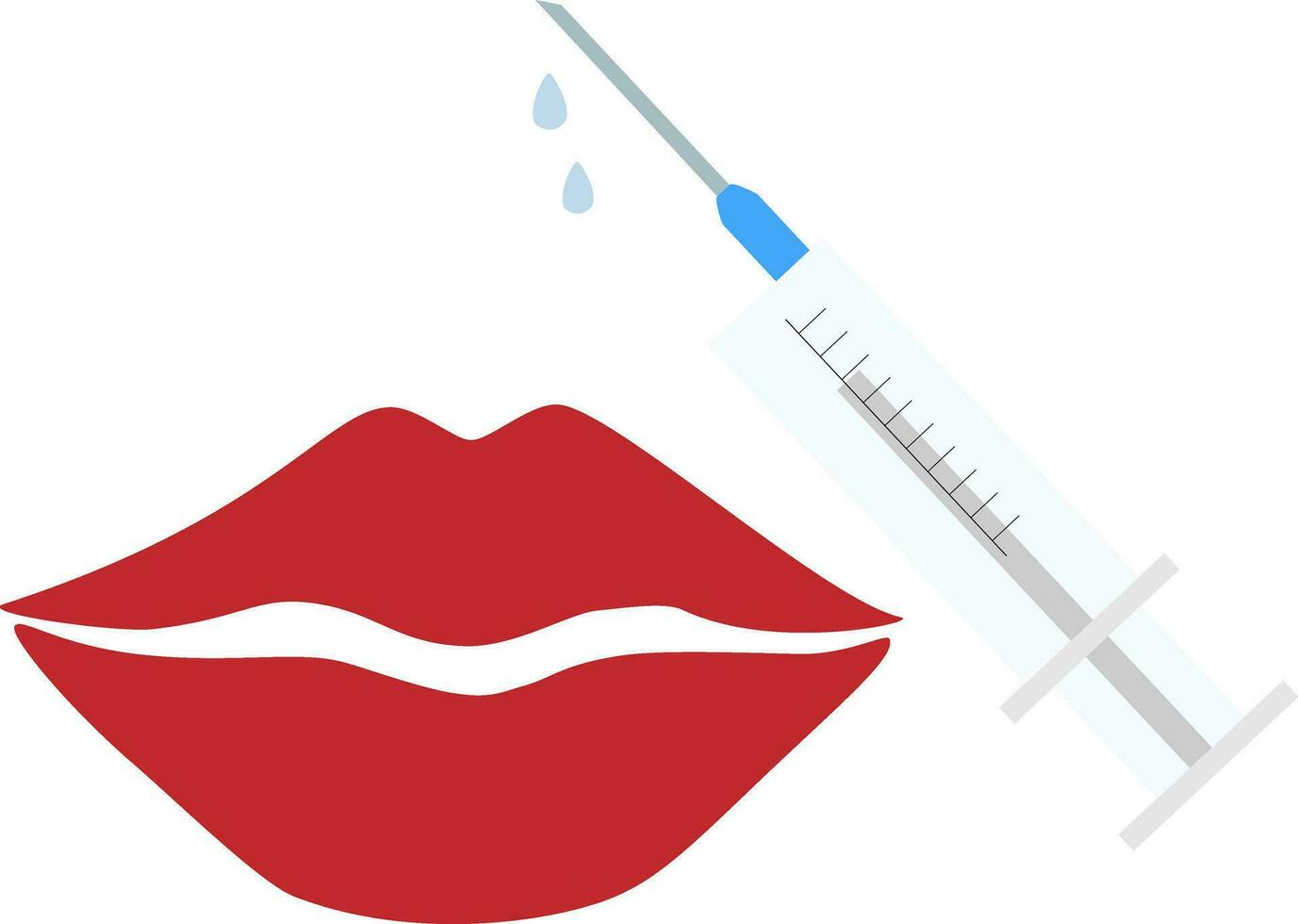 vector illustratie van rood lippen en injectiespuit