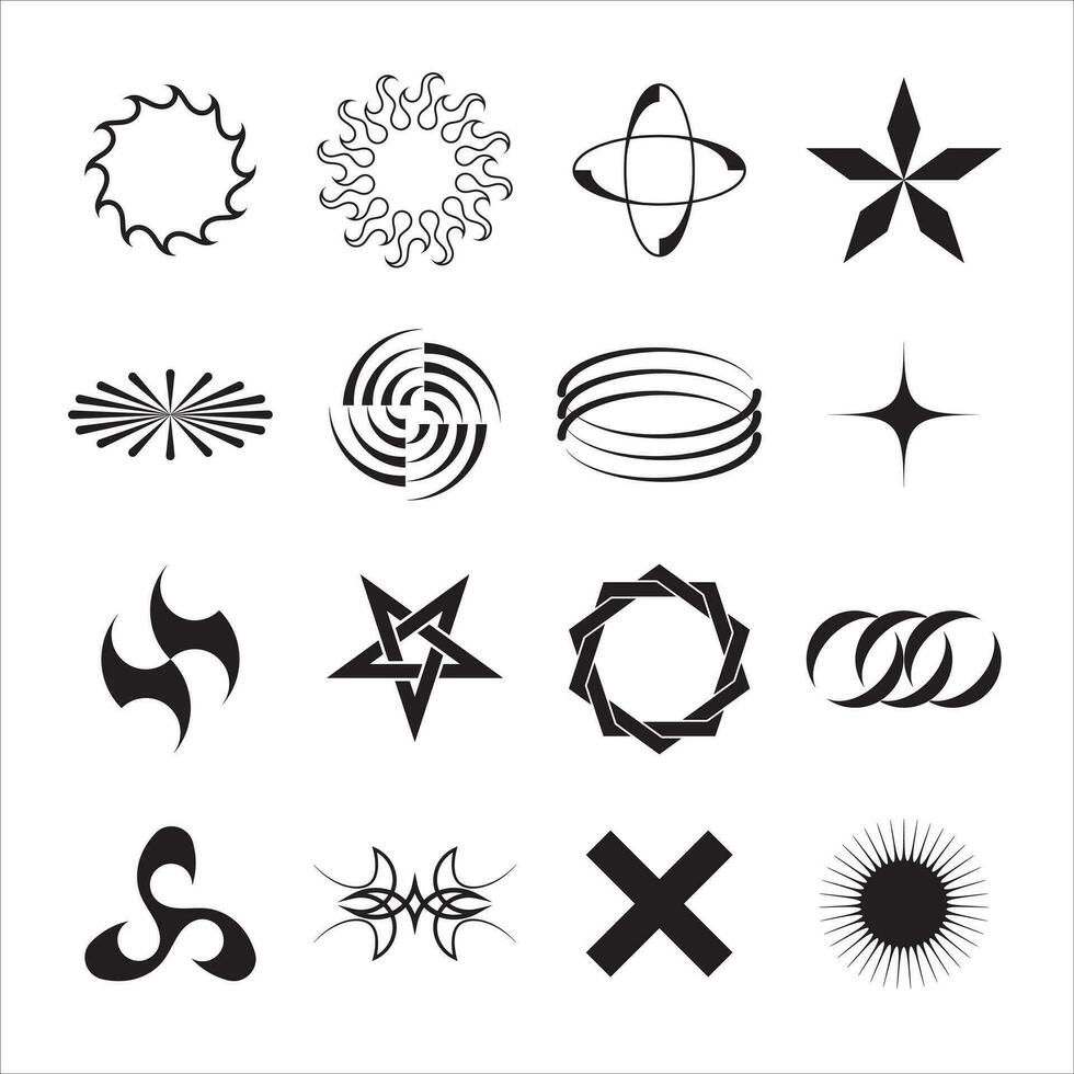 tribal vector tatoeëren elementen, hippie pictogrammen, patroon, motief, geschikt voor tatoeëren kunst, straat ontwerp elementen, muurschilderingen en anderen.