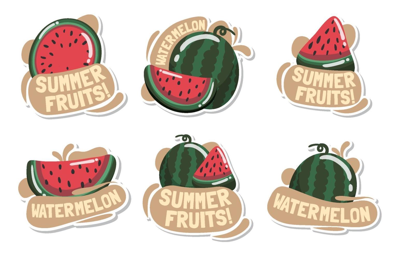 zomerfruit watermeloen stickercollecties vector