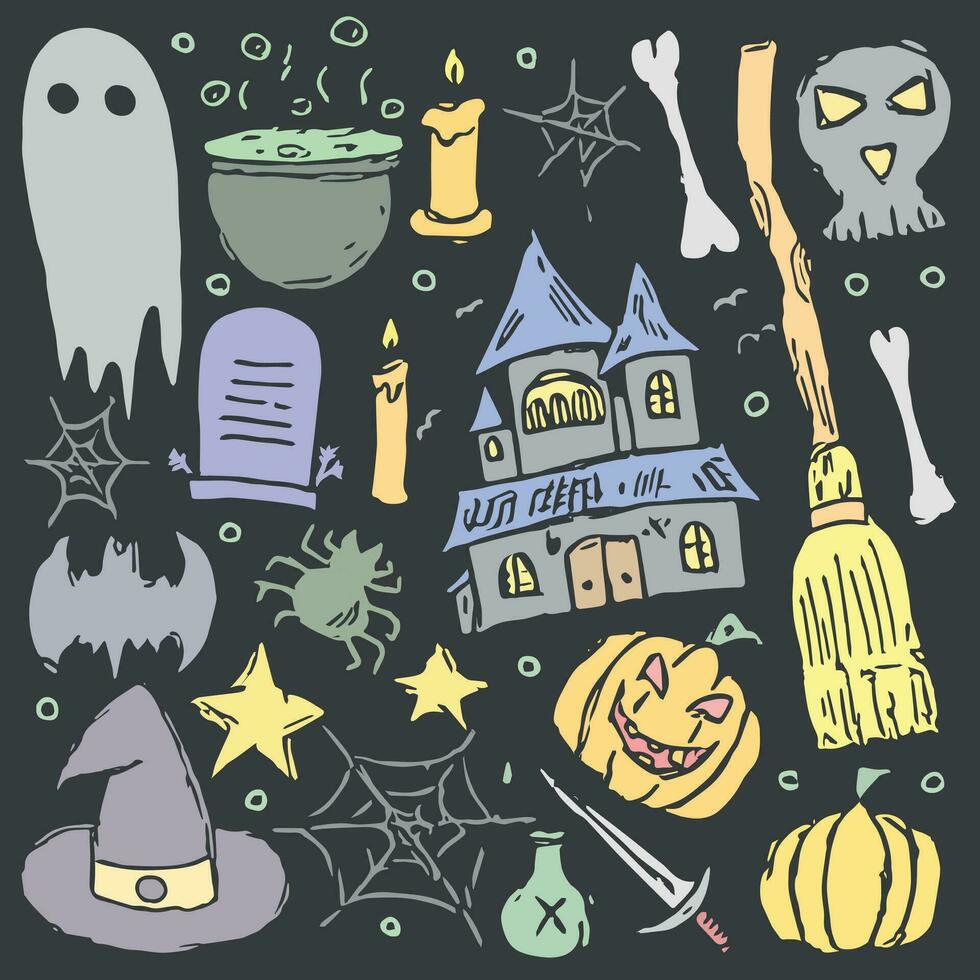 halloween pictogrammen. tekening halloween achtergrond vector