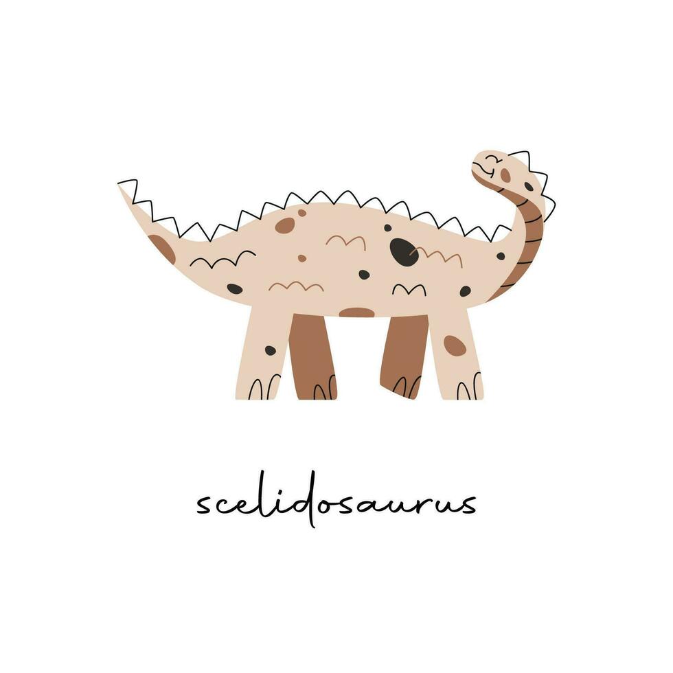 vlak vector vlak hand- getrokken vector illustratie van Scelidosaurus dinosaurus