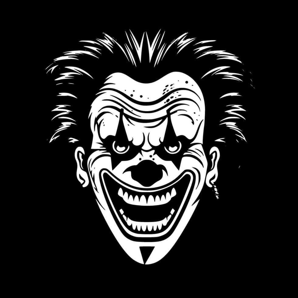 clown, zwart en wit vector illustratie