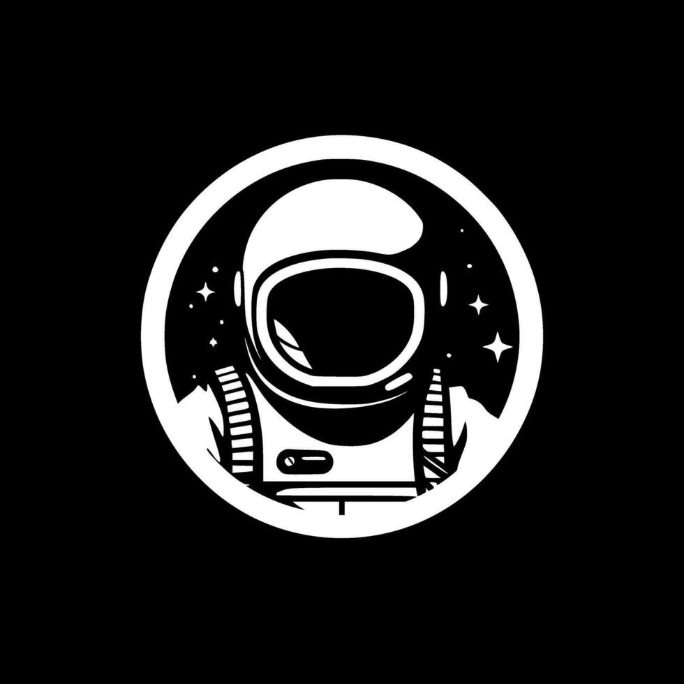 astronaut - zwart en wit geïsoleerd icoon - vector illustratie