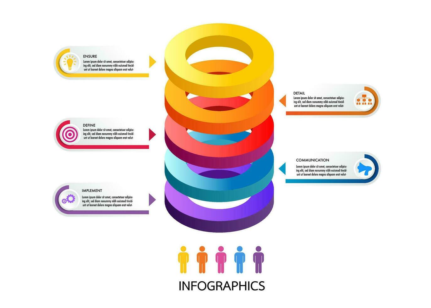 5 stap cirkel markt infographic vector