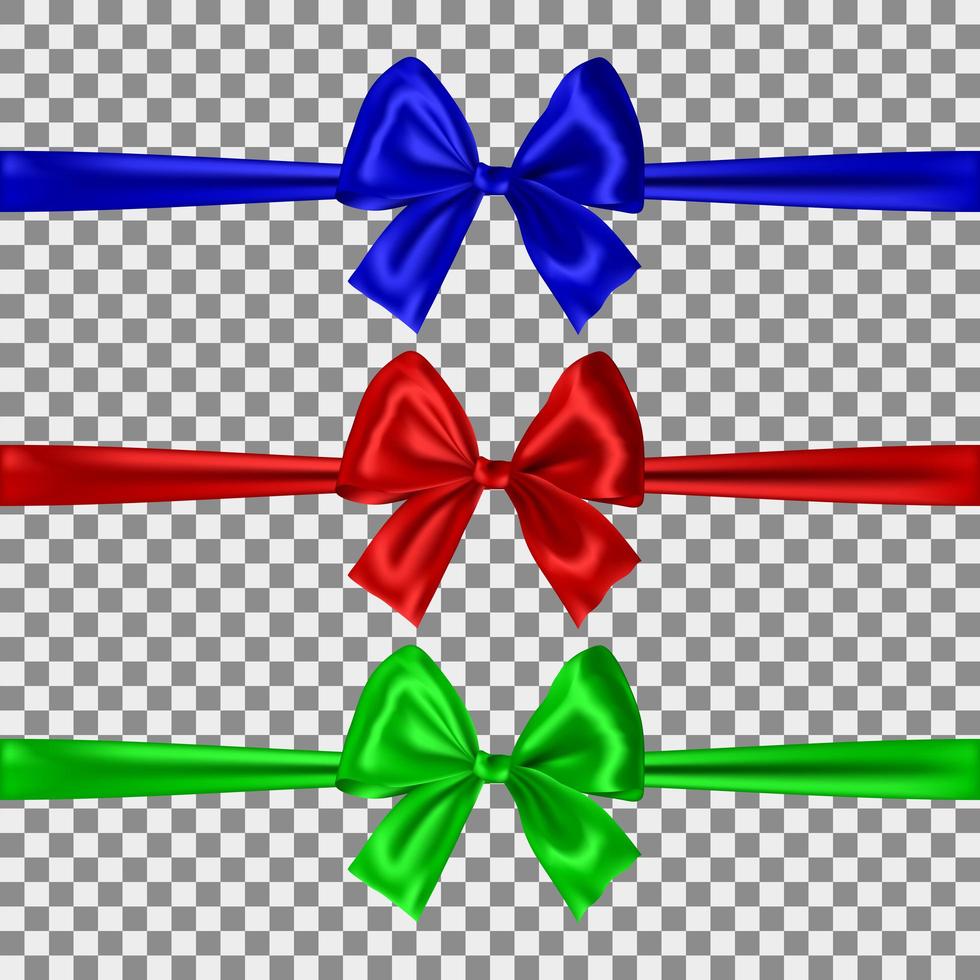 set van blauwe, rode en groene bogen geïsoleerd op transparante achtergrond. vector illustratie