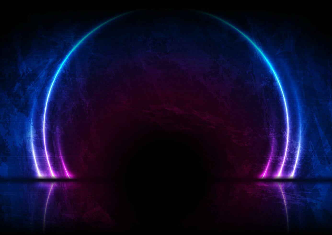 blauw Purper neon laser cirkels technologie grunge achtergrond vector
