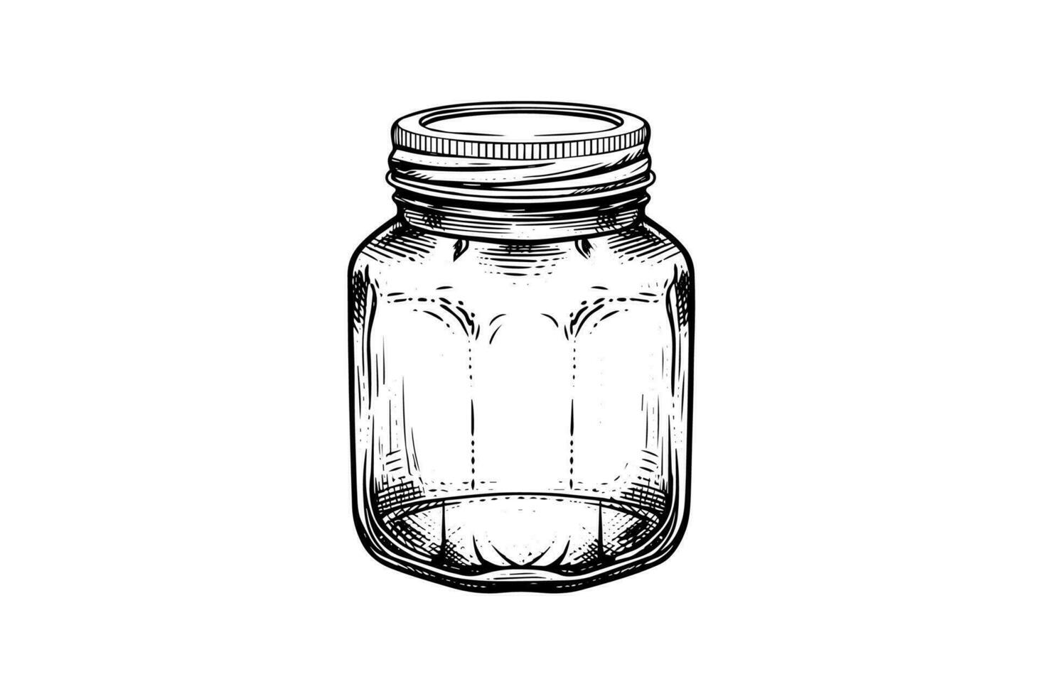 leeg glas potten inkt schetsen. vector wijnoogst zwart gravure illustratie.