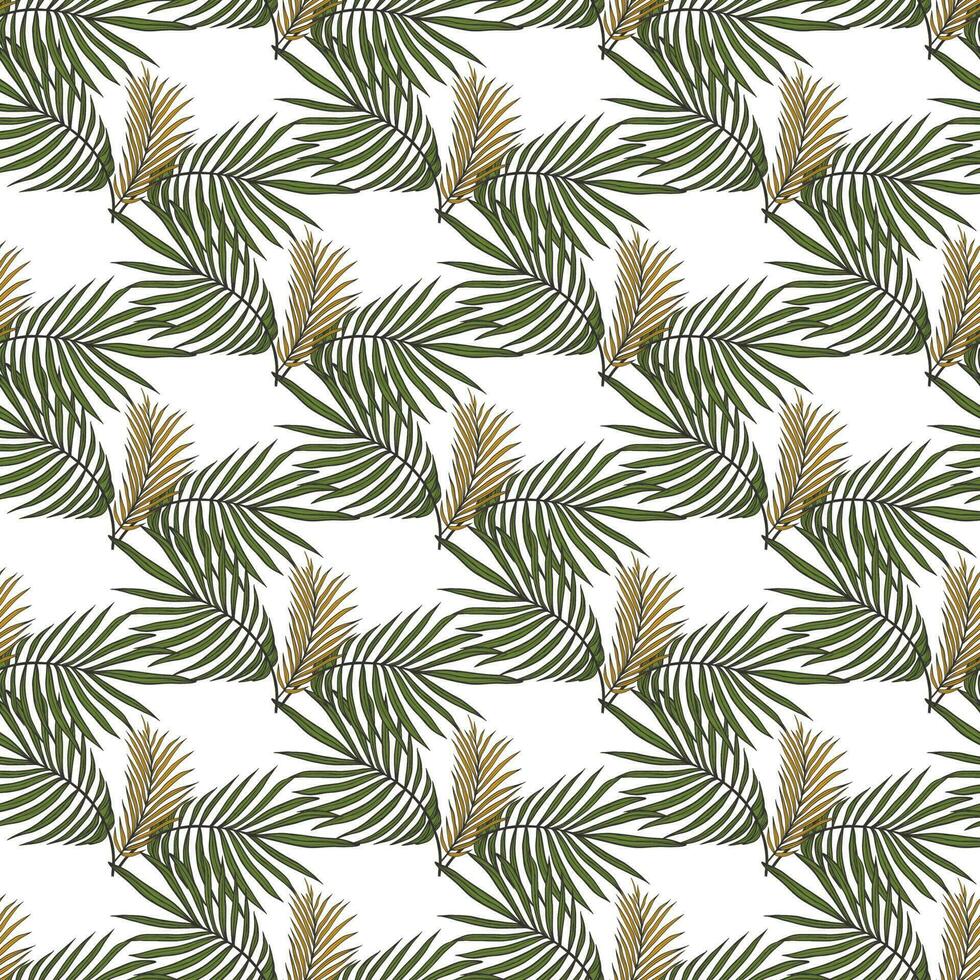 tropisch blad kokosnoot Aan wit achtergrond naadloos patroon ontwerp vector