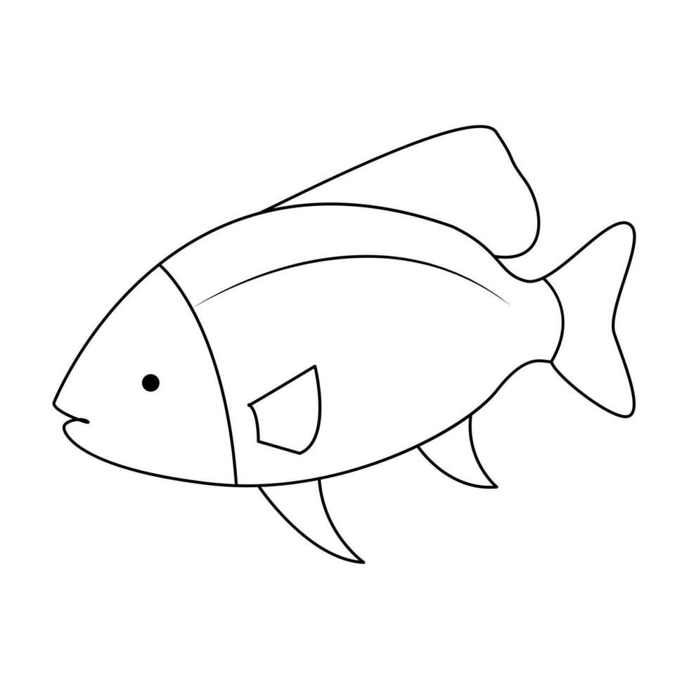 doorlopend een lijn tekening van groot vis en single lijn vector kunst illustratie