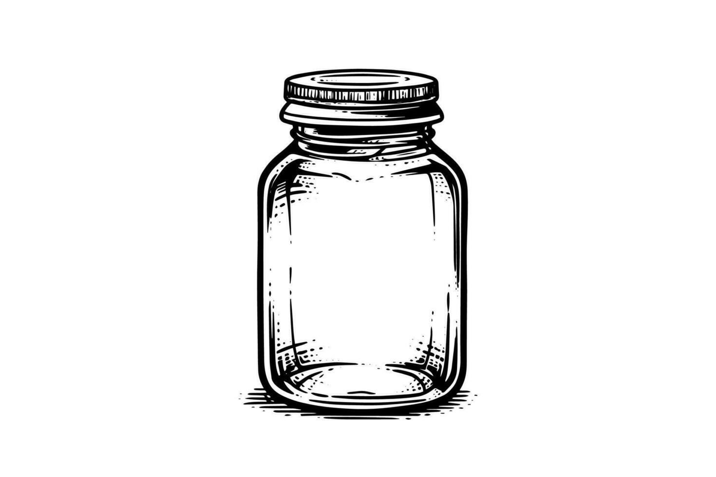 leeg glas potten inkt schetsen. vector wijnoogst zwart gravure illustratie.