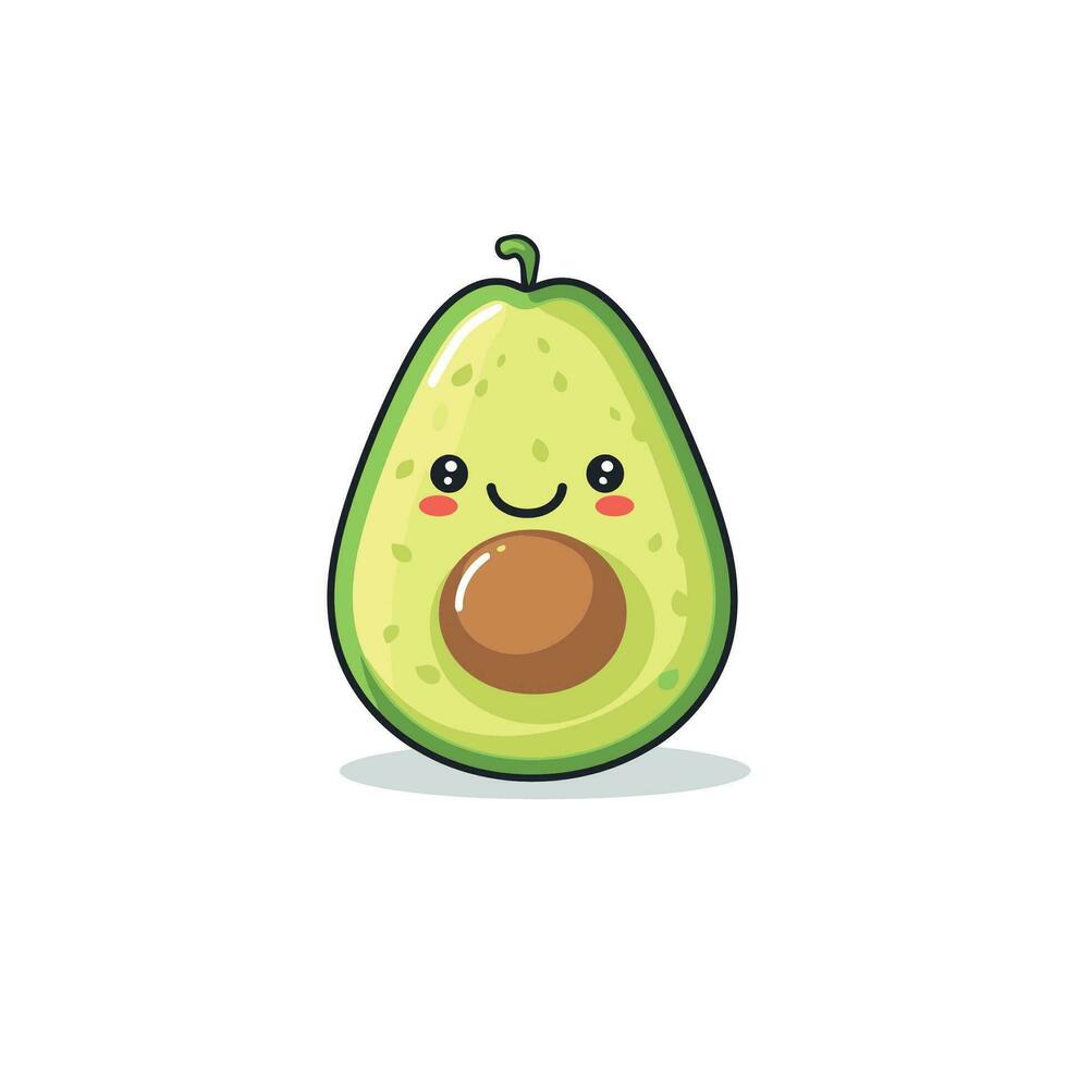 vector illustratie van schattig kawaii fruit vector icoon, tekenfilm karakter avocado geïsoleerd Aan wit achtergrond.