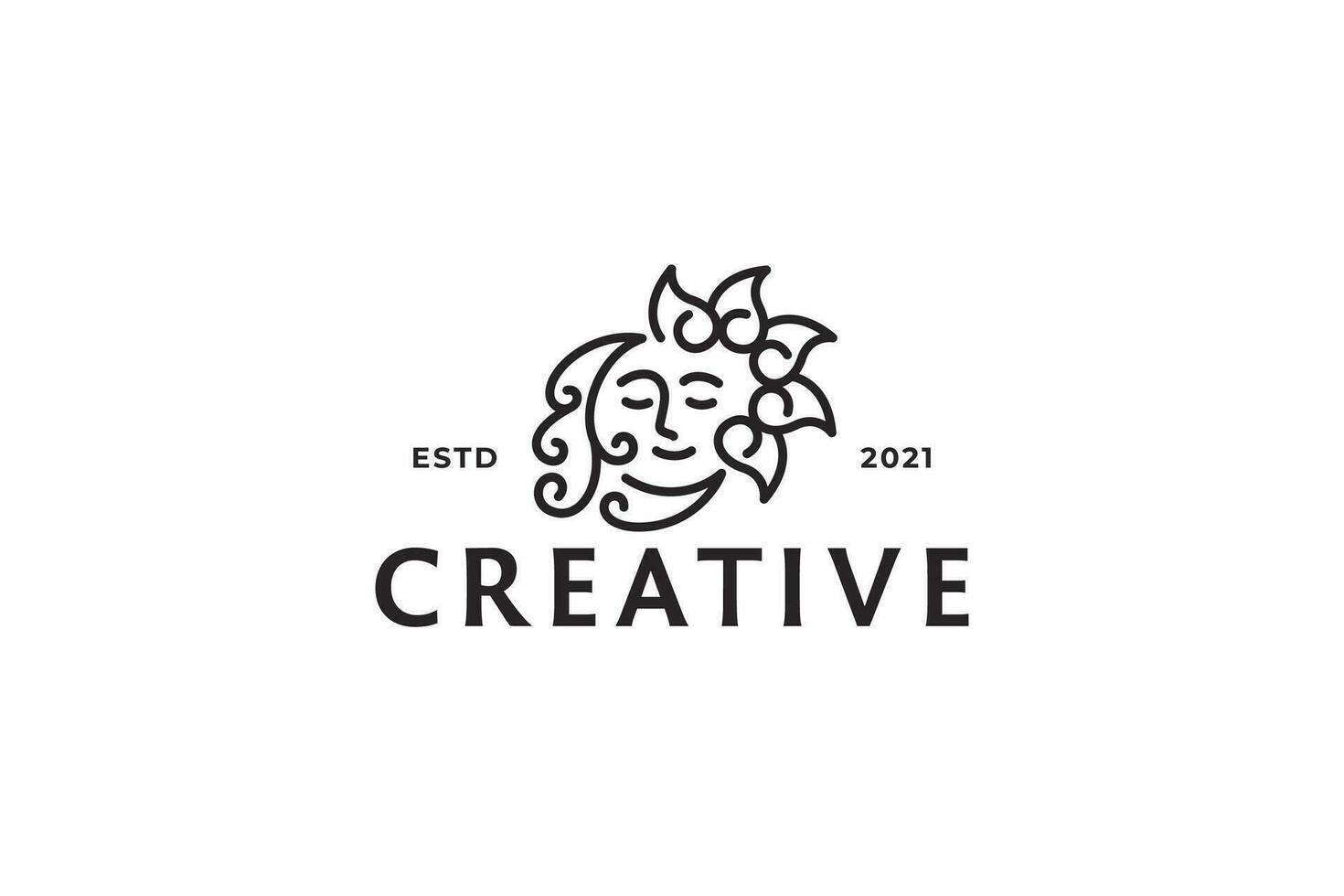 illustratie abstract creatief gezicht logo. maan en zon kolken concept. vector