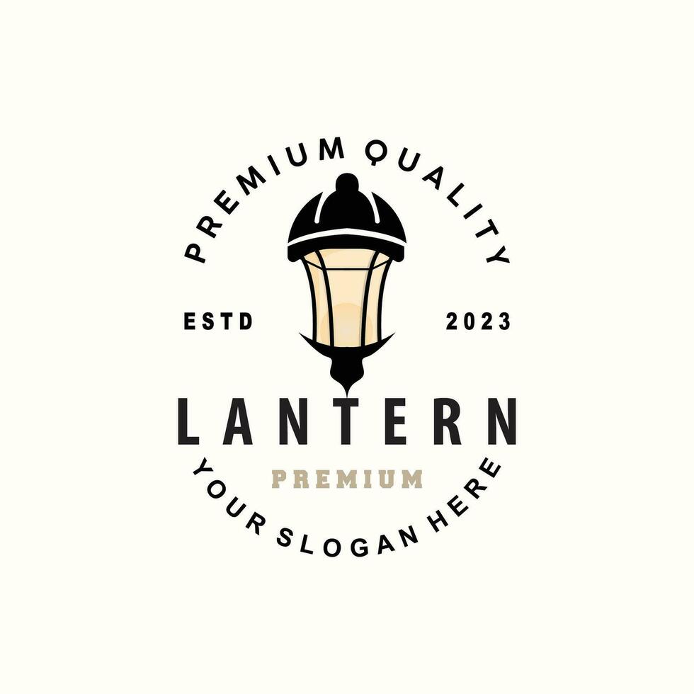 lantaarn logo ontwerp straat lamp gemakkelijk klassiek wijnoogst symbool illustratie sjabloon vector