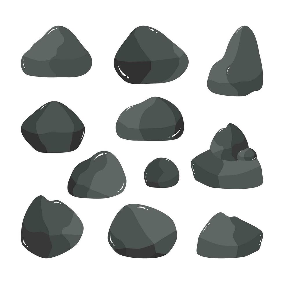 rots steen tekenfilm illustratie geïsoleerd in wit. gras rots tekenfilm illustratie vector