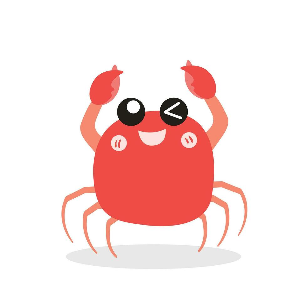 schattig en grappig krab tekenfilm karakter geïsoleerd in wit achtergrond. grappig krab illustratie, schattig rood krab. vector